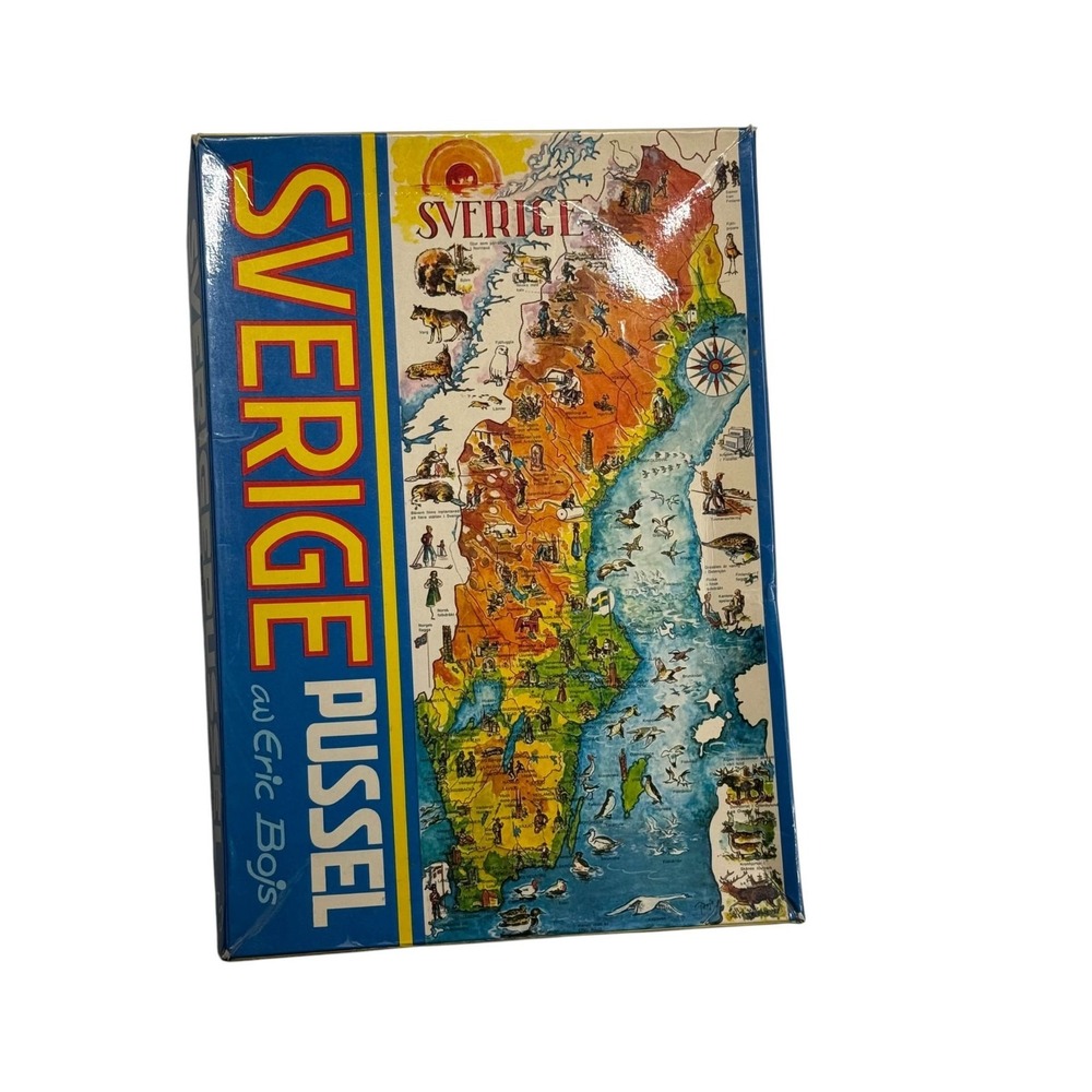 Karnan Sverige Pussel Sweden Map Eric Bojs‎ 1970's 200 Pcs Wood Puzzle Complete